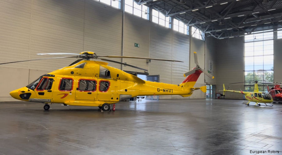 Helicopter Airbus H175 Serial 5010 Register G-NHVI OO-NSI used by NHV Helicopters Ltd NHV UK ,NHV (Noordzee Helikopters Vlaanderen). Built 2016. Aircraft history and location