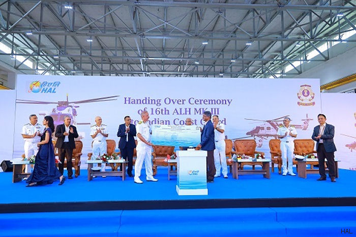 HAL Delivers 16th ALH Mk III to Indian Coast Guard