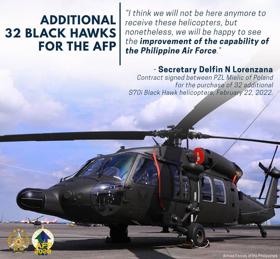 32 Additional S-70i Black Hawk for the Philippines