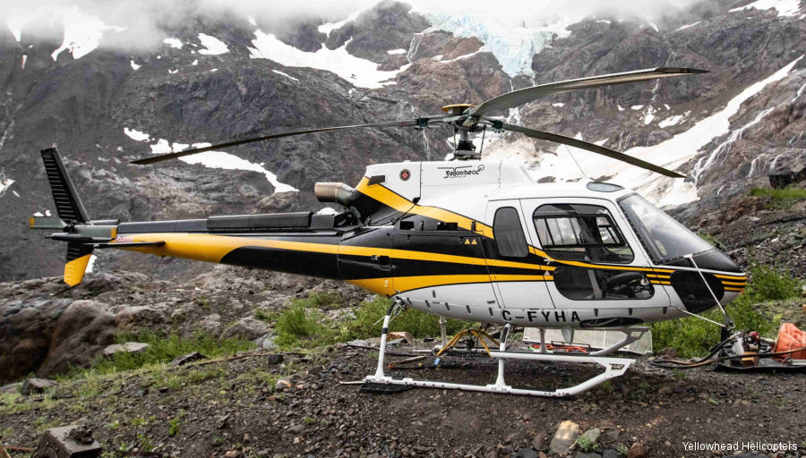 Helicopter Airbus H125 Serial 8248 Register C-FYHA XC-LOU used by Yellowhead Helicopters YHL ,Gobierno de Mexico SSP (Secretariat of Public Security). Built 2014. Aircraft history and location