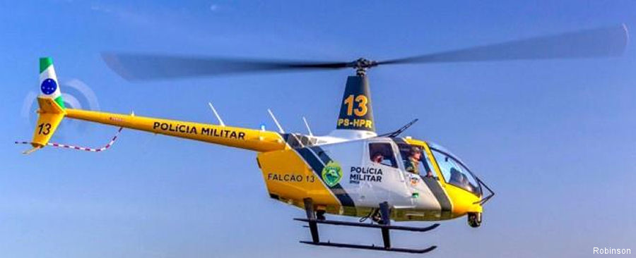 Helicopter Robinson R66 Police Serial 1169 Register PS-HPR used by Policia Militar do Brasil (Brazilian Military Police). Built 2022. Aircraft history and location