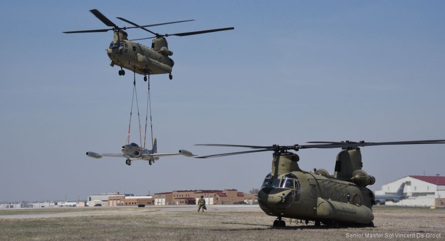 Iowa Guard Chinook Delivers F-80 Back to Camp Dodge