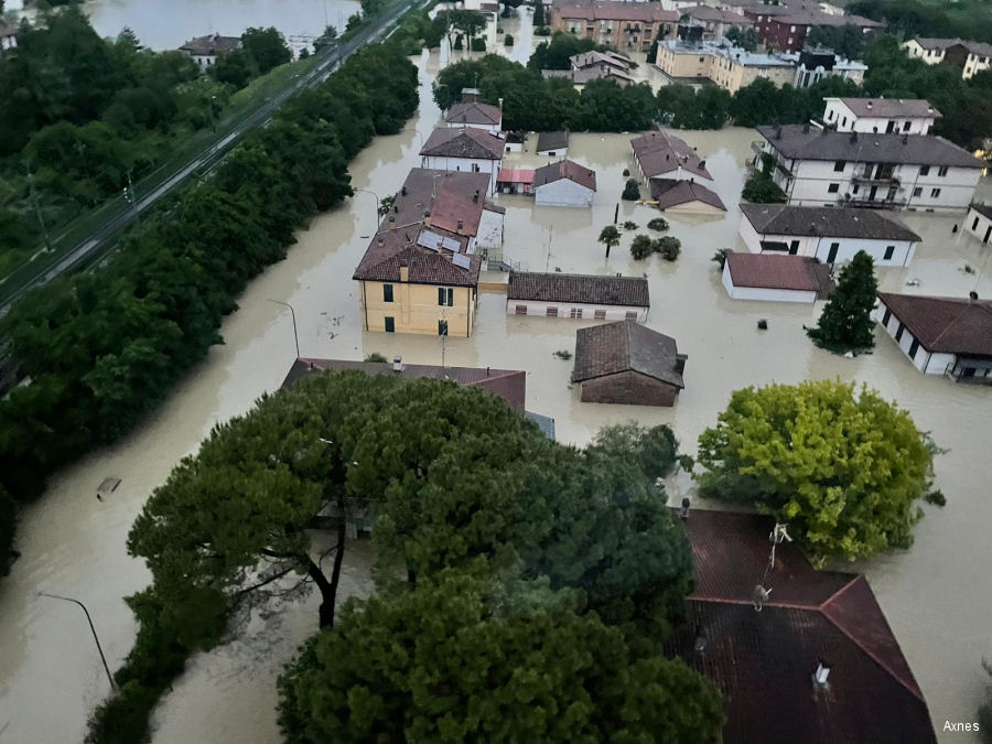Italian Rescue Helicopters During Emilia-Romagna Flooding