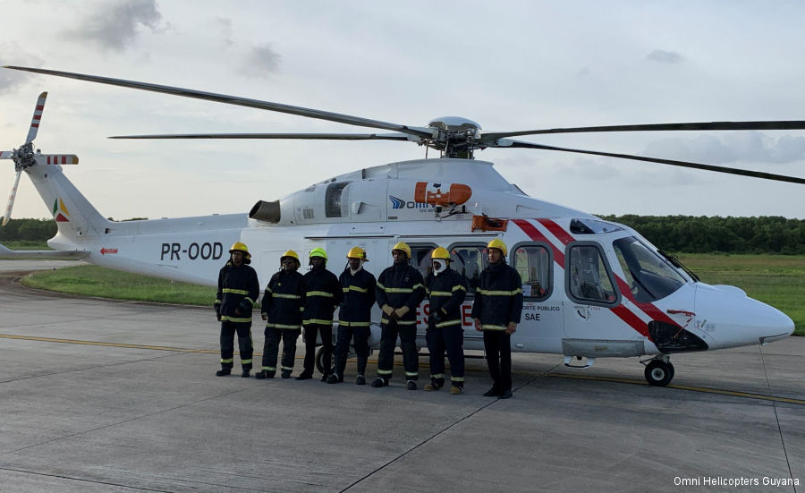 Detailed history and photos of helicopter AgustaWestland AW139 Serial 31308 Register PR-OOD C9-OHM G-SNSA used by Helicopteros Marinos HMSA ,Omni Taxi Aereo OTA ,Omni Helicopters Guyana OHGI ,CHC Scotia Track service timeline and current status.