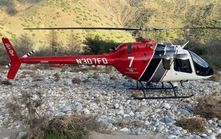 Helicopter Bell 505 Jet Ranger X Serial 65421 Register N307FD used by LAFD (Los Angeles Fire Department) ,Bell Helicopter. Built 2022. Aircraft history and location