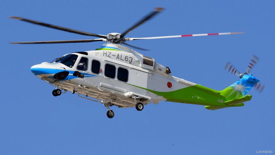 Helicopter AgustaWestland AW139 Serial 31945 Register HZ-AL63 used by Saudi Aramco. Built 2021. Aircraft history and location