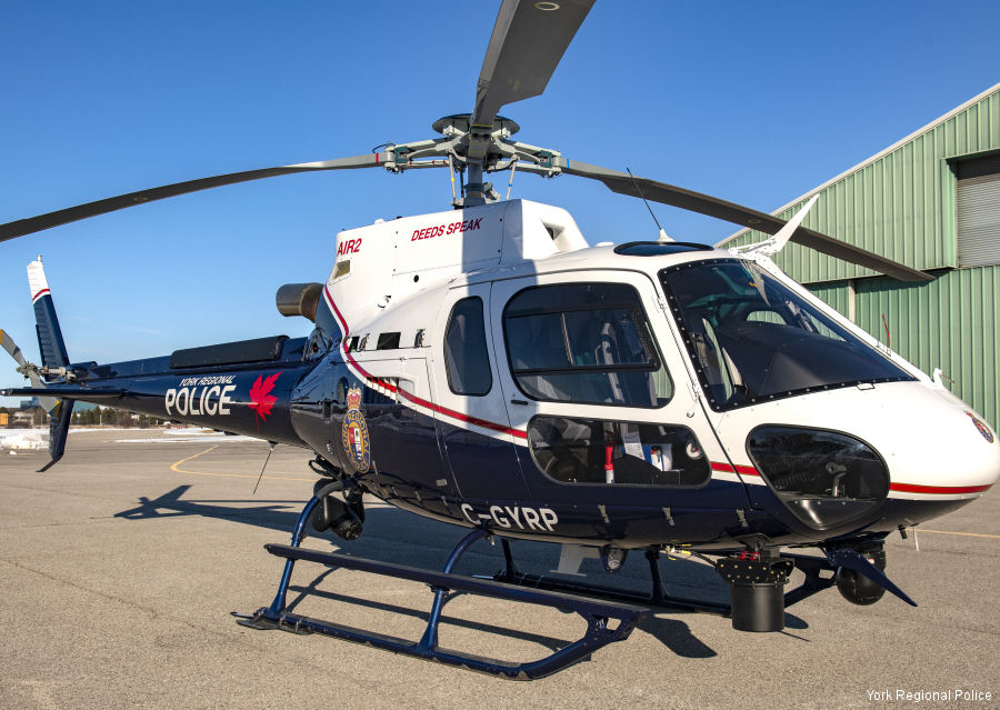 Detailed history and photos of helicopter Airbus H125 Serial 9196 Register C-GYRP used by Canadian Police ,Airbus Helicopters Canada Track service timeline and current status.