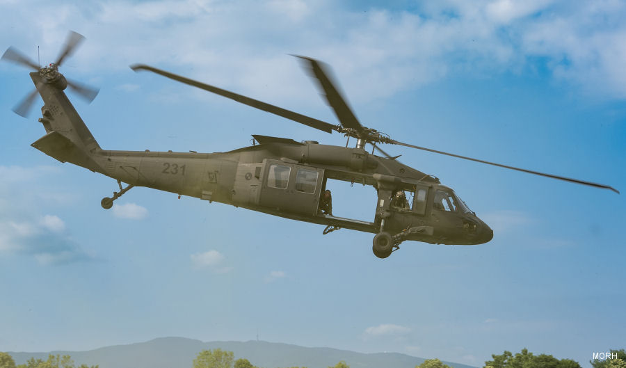Helicopter Sikorsky UH-60M Black Hawk Serial  Register 231 used by Hrvatsko ratno zrakoplovstvo HRZ i PZO (Croatian Air Force and Air Defense). Aircraft history and location