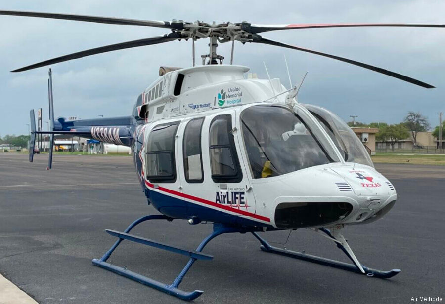 Helicopter Bell 407GXP Serial 54638 Register N338AM used by TXAirLife (San Antonio AirLIFE) ,Air Methods ,Bell Helicopter. Built 2015. Aircraft history and location