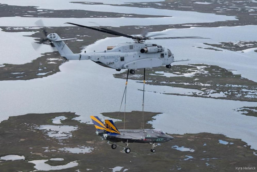 Marines CH-53K Transports F-35 Jet