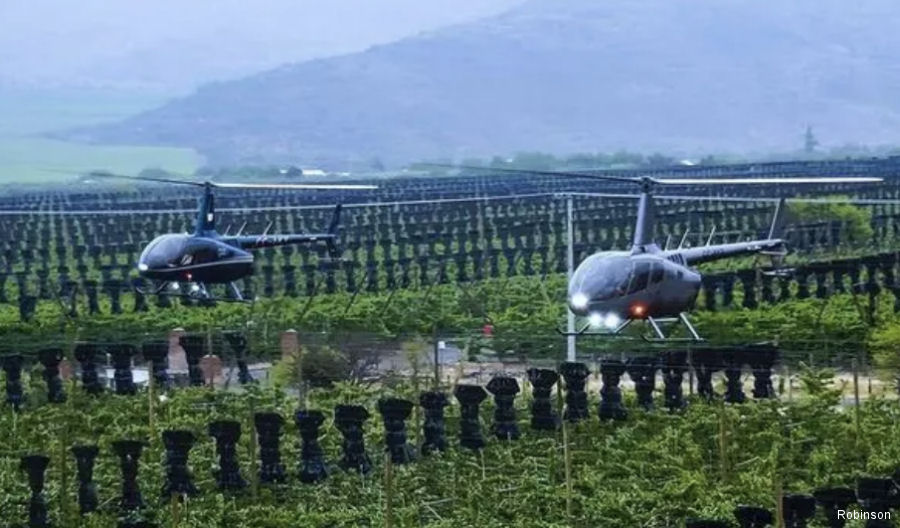 Chilean Cherry Crop Protection with Robinson R66 Helicopter
