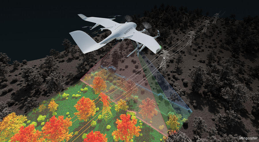 Wingcopter Drone for long-range LiDAR surveying