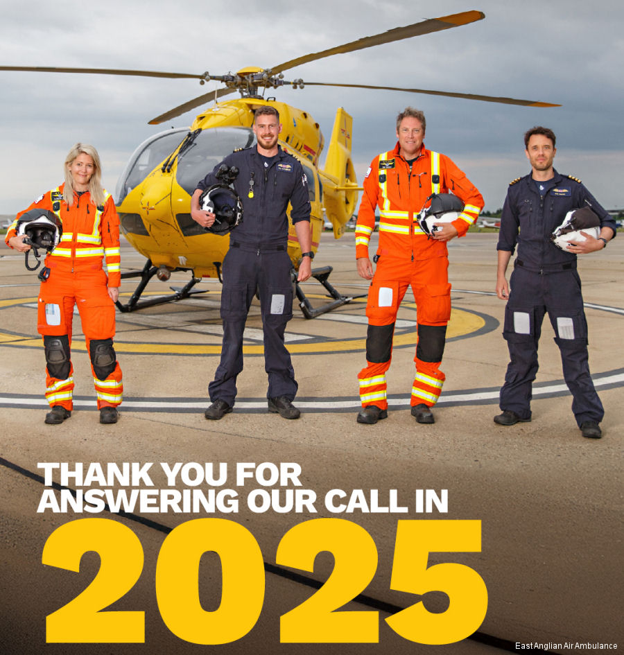 East Anglian Air Ambulance Treated 1,845 Patients in 2025