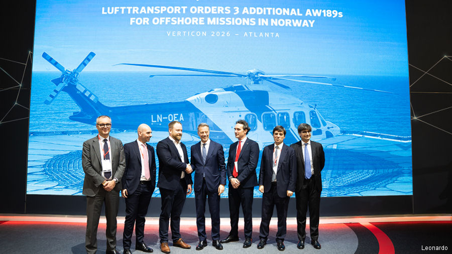 Lufttransport Orders Three More AW189s for Offshore Missions