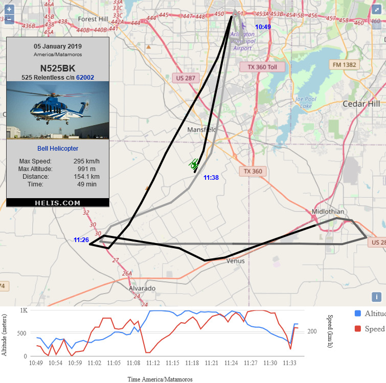 Bell 525 Relentless N525BK flight track ads-b
