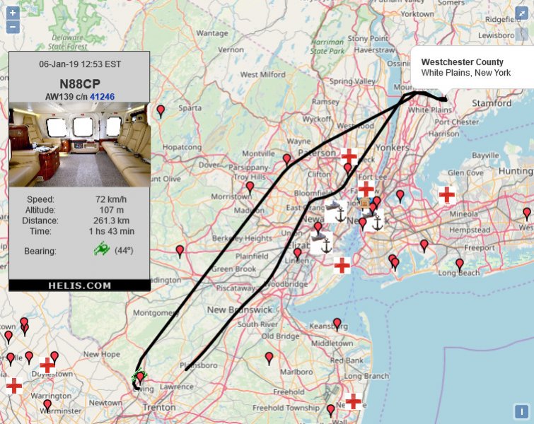 AgustaWestland AW139 N88CP flight track ads-b