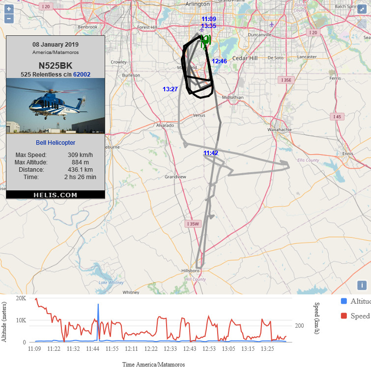 Bell 525 Relentless N525BK flight track ads-b