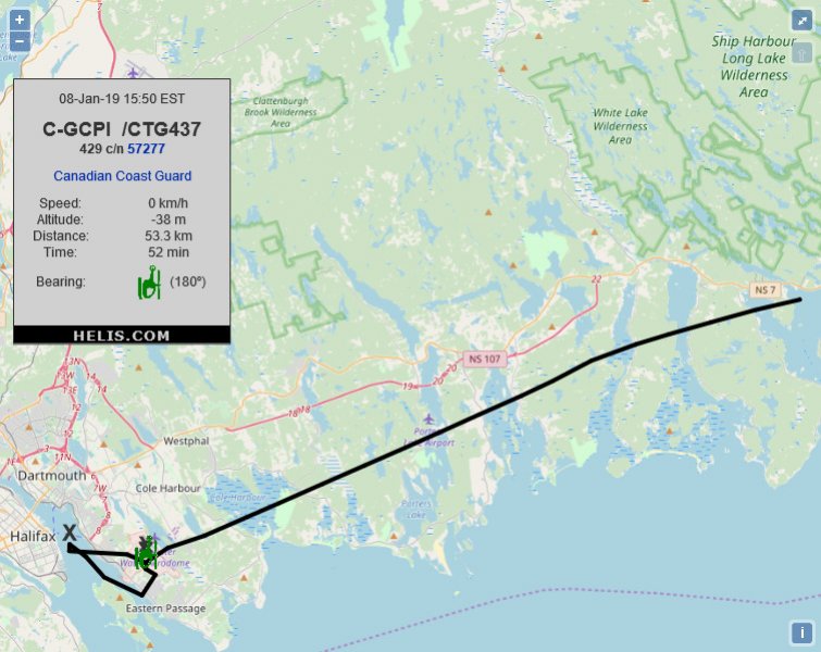 Bell 429 CTG437 flight track ads-b