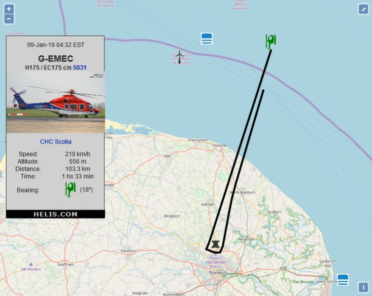 Airbus Helicopters H175 5031 flight track ads-b
