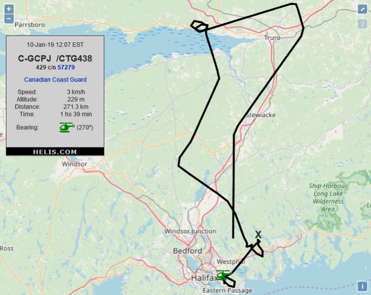 Bell 429 CTG438 flight track ads-b