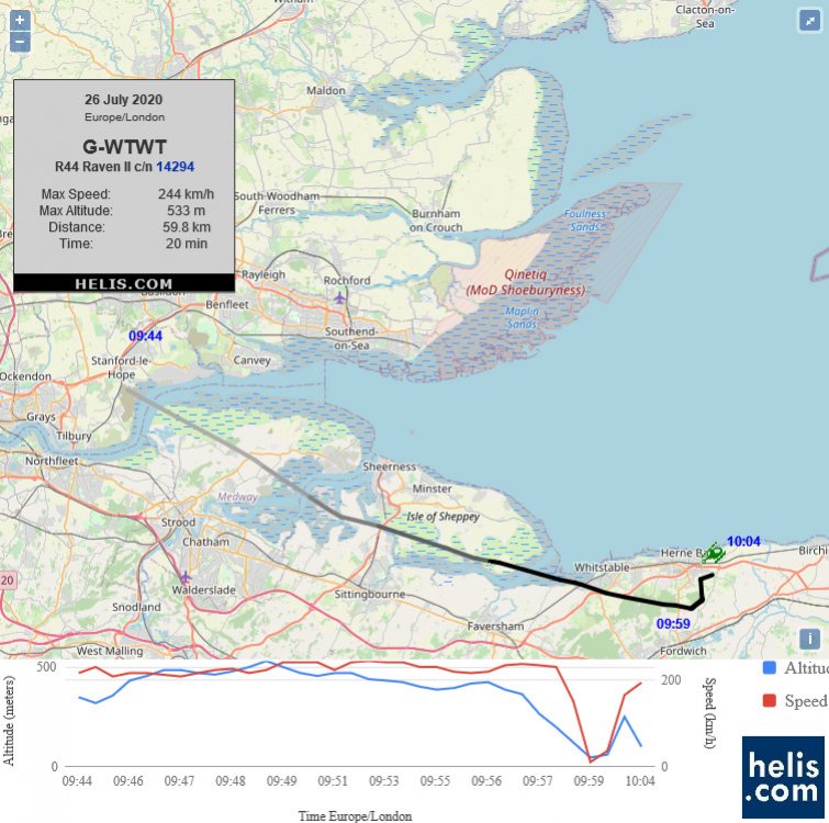 Robinson R44 Raven II GWTWT flight track ads-b