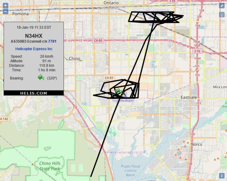 Eurocopter AS350B3e Ecureuil N34HX flight track ads-b