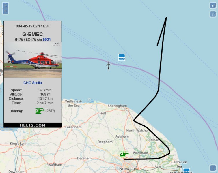 Airbus Helicopters H175 GEMEC flight track ads-b