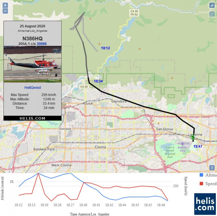 Bell 205A-1 N386HQ flight track ads-b