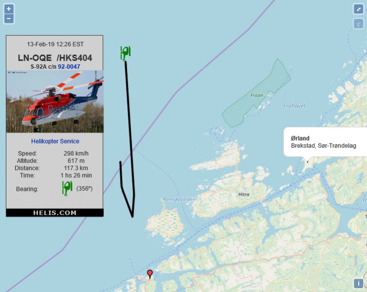 Sikorsky S-92A HKS404 flight track ads-b