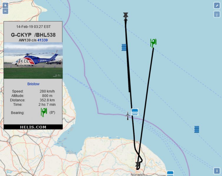 AgustaWestland AW139 BHL538 flight track ads-b