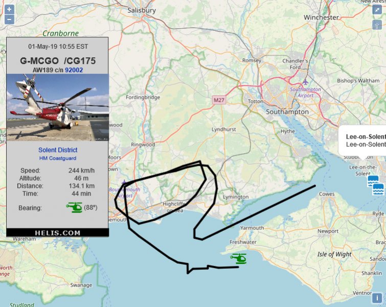 AgustaWestland AW189 CG175 flight track ads-b