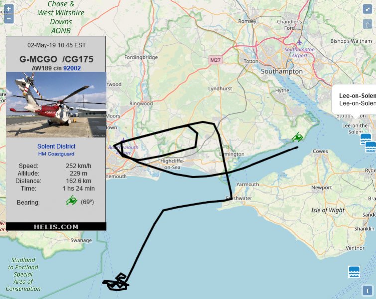AgustaWestland AW189 CG175 flight track ads-b