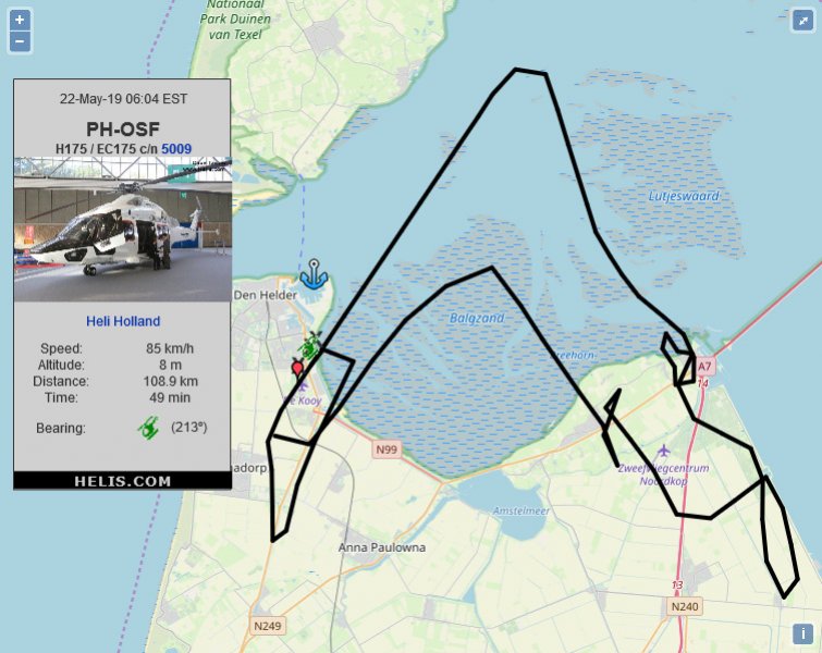 Airbus H175 PHOSF flight track ads-b