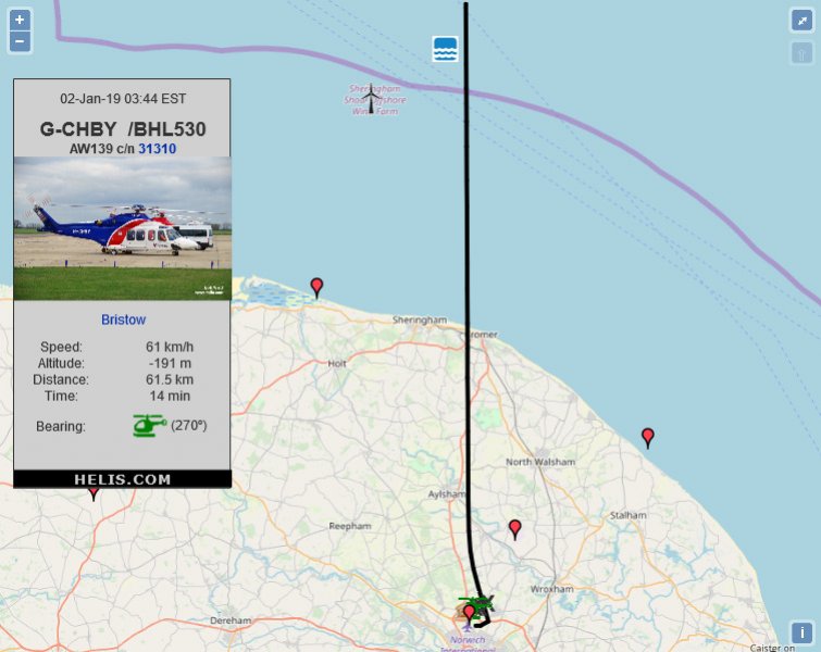 AgustaWestland AW139 BHL530 flight track ads-b