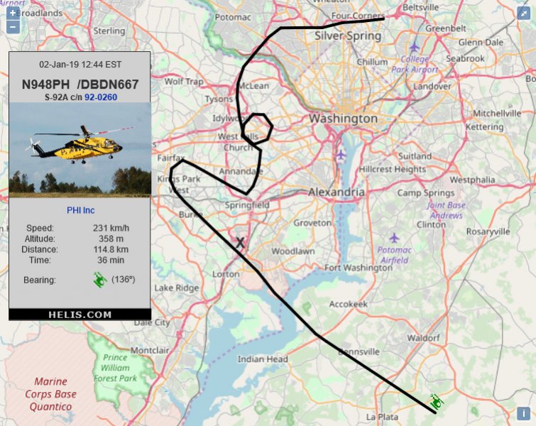 Sikorsky S-92A DBDN667 flight track ads-b