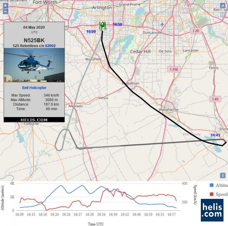 Bell 525 Relentless 62002 flight track ads-b
