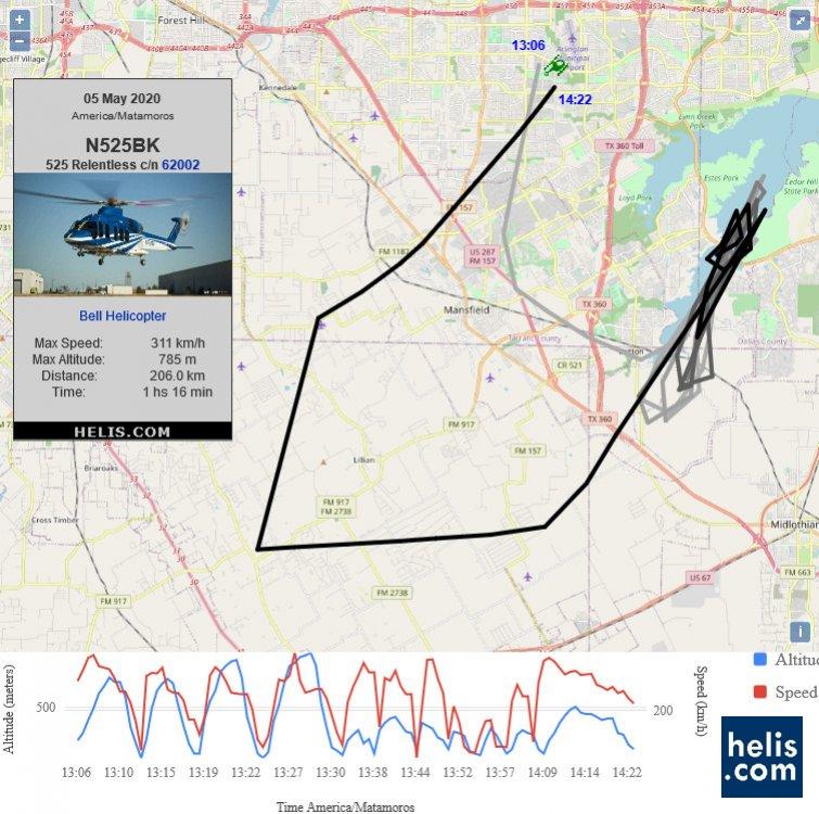 Bell 525 Relentless N525BK flight track ads-b