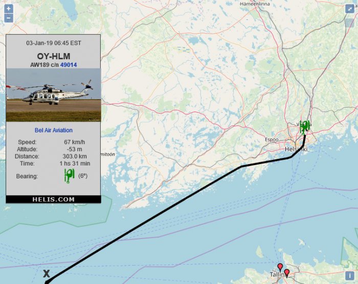 AgustaWestland AW189 OYHLM flight track ads-b