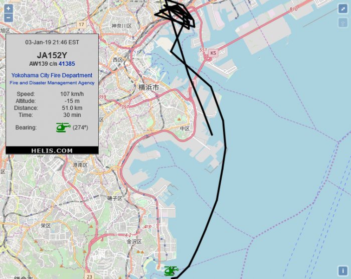 AgustaWestland AW139 JA152Y flight track ads-b