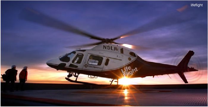 Helicopter Agusta A119 Koala Serial 14010 Register N303CF N5LF used by TriState CareFlight Life Flight. Built 2000. Aircraft history