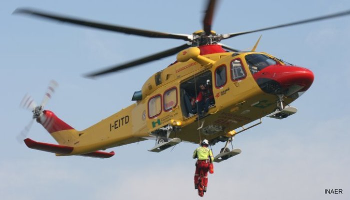 Detailed history and photos of helicopter Agusta AB139 Serial 31033 Register I-EITD used by Instituto Nacional de Emergência Médica INEM (National Institute of Emergency Medicine) ,INAER Portugal (Babcock MCS Portugal) ,Avincis (Babcock Italia) ,INAER Italia ,Elilario Italia Track service timeline and current status.