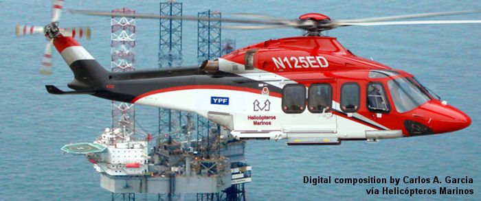 Helicopter Agusta AB139 Serial 31040 Register PR-CFX N125ED used by Bristow Taxi Aereo ,Aeroleo Taxi Aereo ,Helicopteros Marinos HMSA ,ERA Helicopters. Built 2006. Aircraft history and location