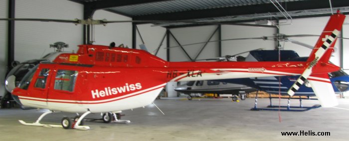 Helicopter Agusta AB206B Serial 8616 Register HB-XLA used by Heliswiss International AG HSI. Built 1980. Aircraft history and location
