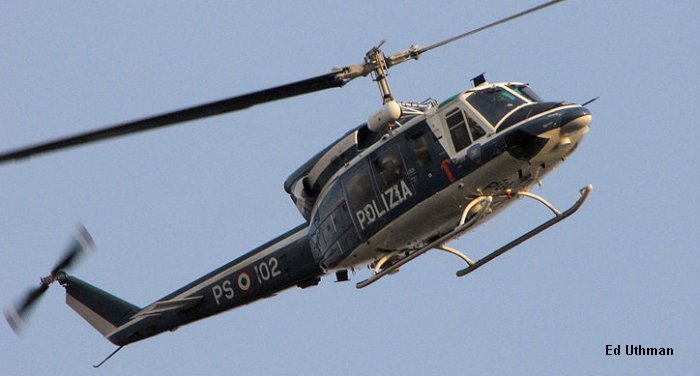 Detailed history and photos of helicopter Agusta AB212 Serial 5843 Register PS-102 used by Polizia di Stato (Italian Police) Track service timeline and current status.