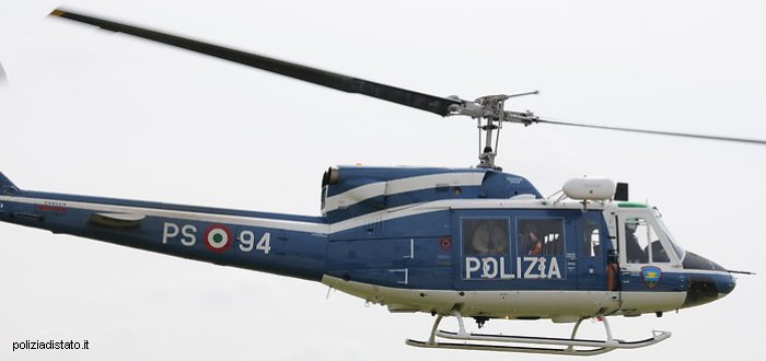 Helicopter Agusta AB212 Serial 5839 Register MM81653 used by Polizia di Stato (Italian Police). Aircraft history and location
