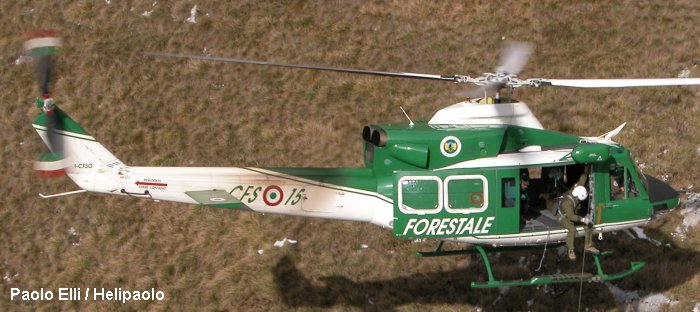 Detailed history and photos of helicopter Agusta AB412 Serial 25562 Register I-CFSO used by Vigili del Fuoco (Italian Firefighters) ,Corpo Forestale dello Stato (State Forestry Department) Track service timeline and current status.