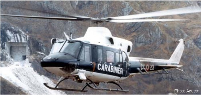 Detailed history and photos of helicopter Agusta AB412SP Serial 25668 Register MM81437 used by Carabinieri (Italian Gendarmerie) Track service timeline and current status.