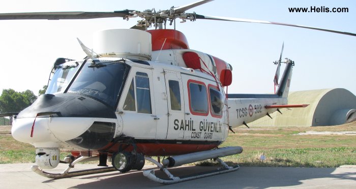Detailed history and photos of helicopter Agusta AB412EP Serial 25932 Register TCSG-502 used by Türk Deniz Kuvvetleri (Turkish Navy) Track service timeline and current status.