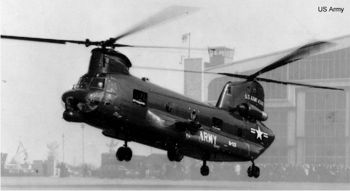 Helicopter Boeing-Vertol CH-47A Chinook Serial b-117 Register 64-13145 used by US Army Aviation Army. Aircraft history and location