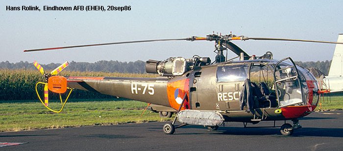 Detailed history and photos of helicopter Aerospatiale SE3160 / SA316A Alouette III Serial 1375 Register 1375 H-75 used by Pakistan Navy ,Koninklijke Luchtmacht RNLAF (Royal Netherlands Air Force) Track service timeline and current status.